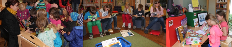 Kindergartengruppen und Schulklassen besuchen die Stadtbücherei